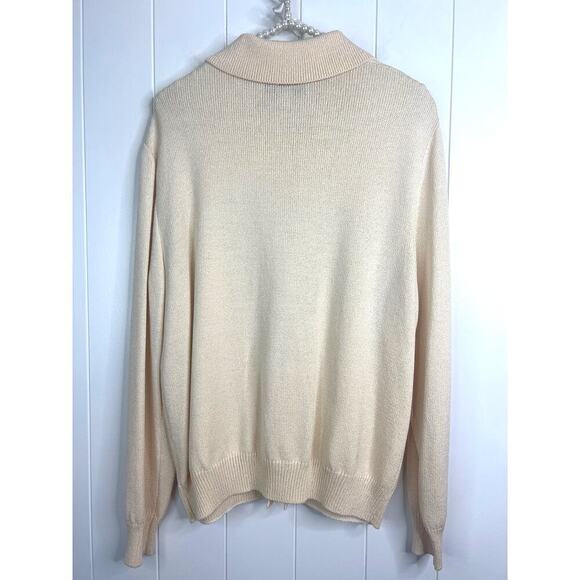St John Sport Cream Knit Collared Button Down Cardigan with Gold Detailing SZ L - Picture 7 of 8